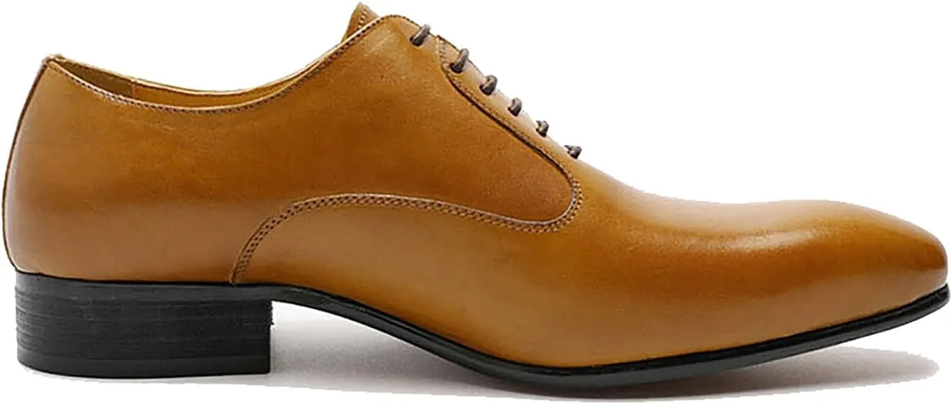 Santimon Mens Oxfords Formal Dress Suit Shoes Genunie Leather Plain Toe Modern Prom Derby Men's Prom Wedding Business Causal Fashion Comfortable Tuxedo Shoes for Men