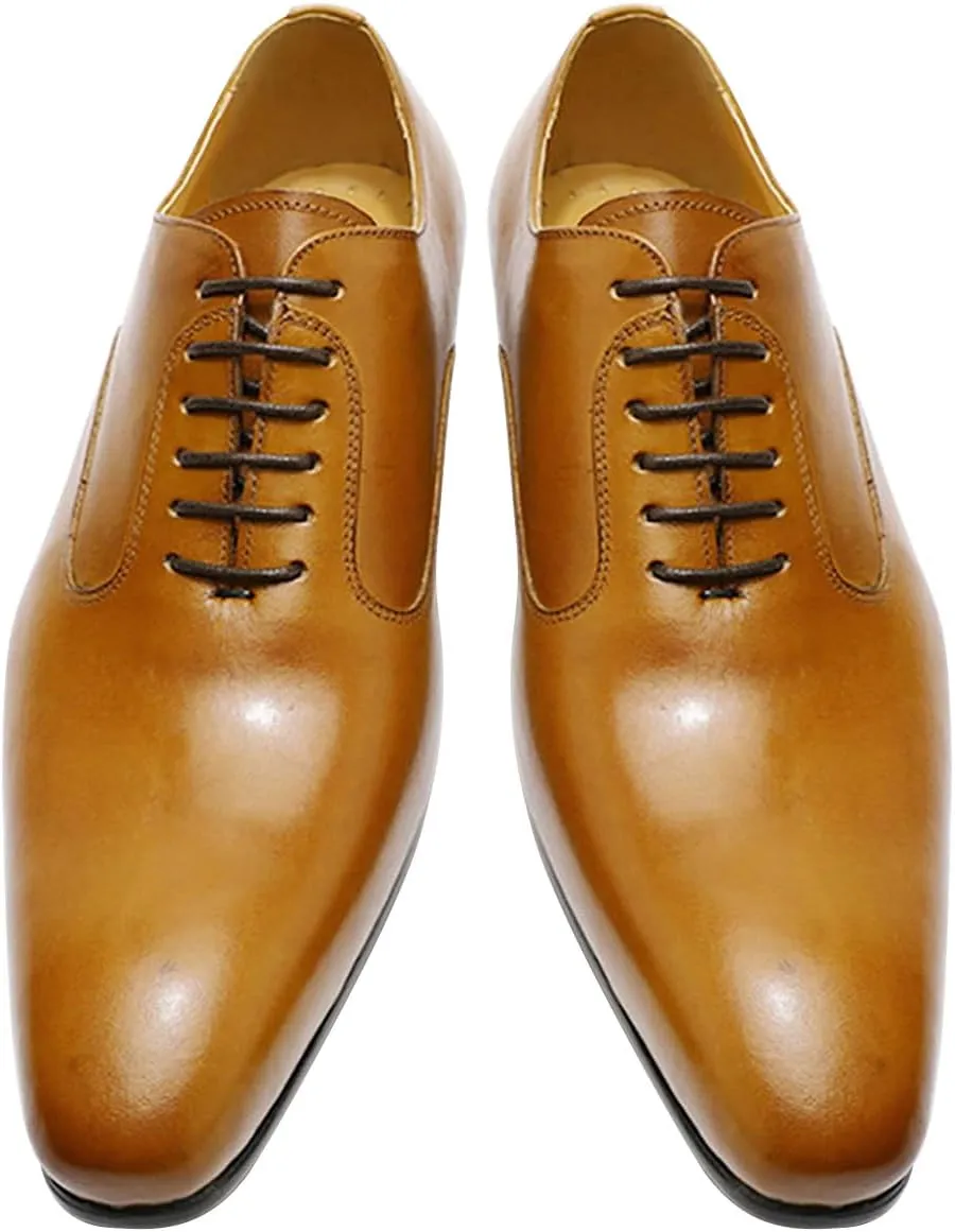 Santimon Mens Oxfords Formal Dress Suit Shoes Genunie Leather Plain Toe Modern Prom Derby Men's Prom Wedding Business Causal Fashion Comfortable Tuxedo Shoes for Men