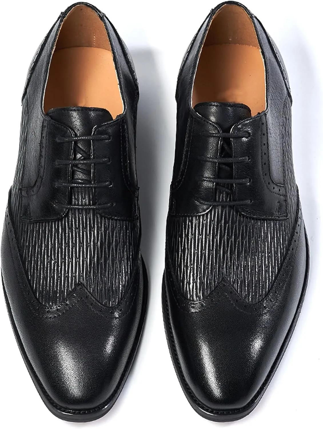 Santimon Mens Oxfords Shoes Formal Dress Derby Genunie Leather Wingtip Toe Modern Suit Shoes Men's Fashion Prom Wedding Business Causal Comfortable Tuxedo Shoes for Men