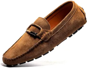 Santimon Men's Suede Casual Loafers Comfortable Office Slip on Lightweight Walking Driving Dress Shoes