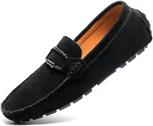 Santimon Men's Suede Casual Loafers Comfortable Office Slip on Lightweight Walking Driving Dress Shoes