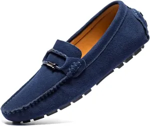 Santimon Men's Suede Casual Loafers Comfortable Office Slip on Lightweight Walking Driving Dress Shoes