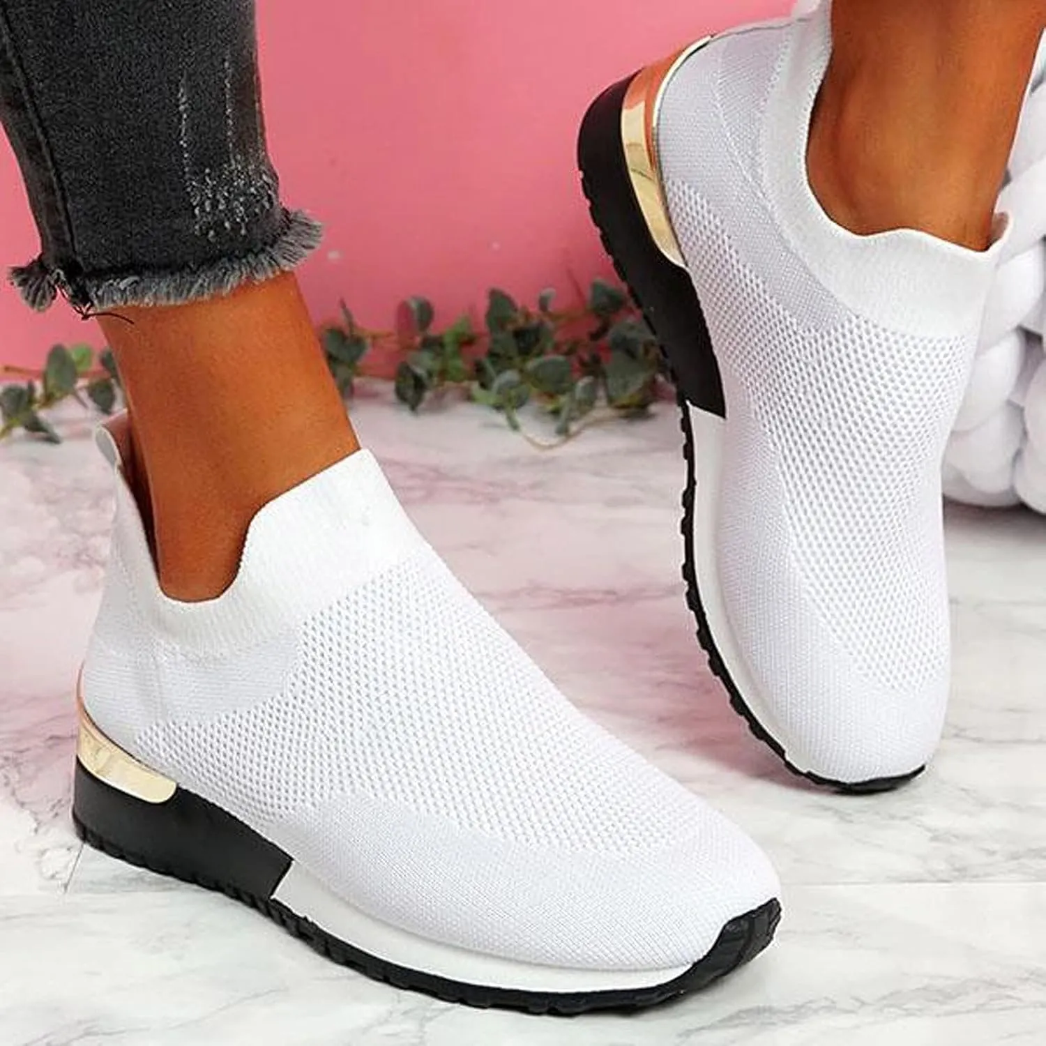 SBGMoSJ Womens High Top Sneakers Fashion Orthopedic Black Work Shoes for Women Slip On Tennis Shoes Women Wide Womens Running Shoes Size 10 Wide Extra Wide Slip On Tennis Shoes for Women
