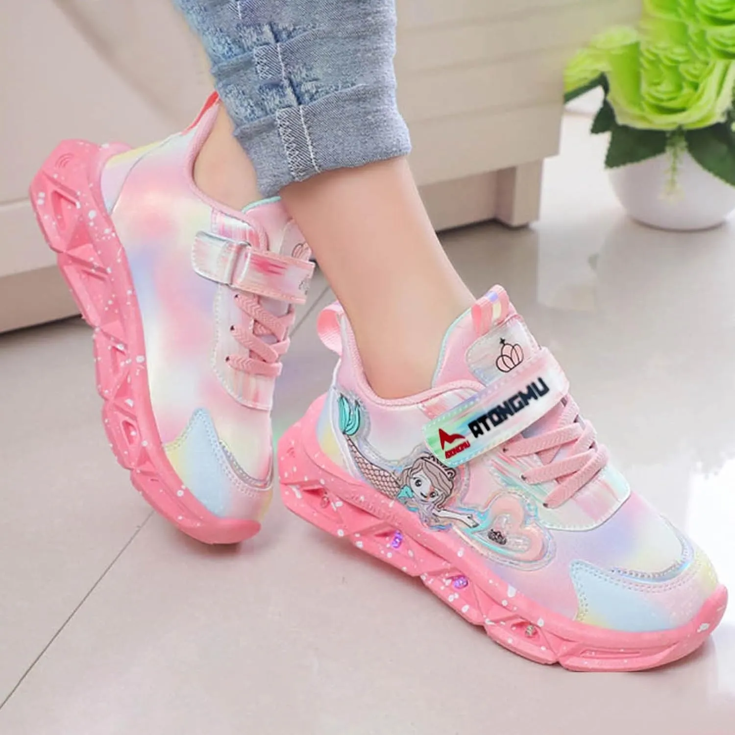 Sneakers for Girls Casual Shoes LED Light Up Sneakers Princess Shoes Baby Toddler Athletic Jogging Shoes