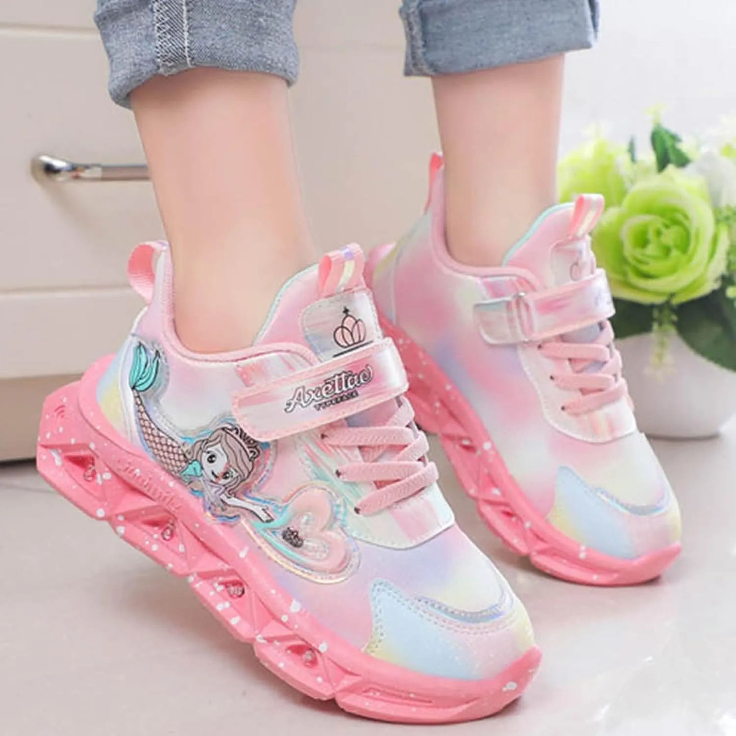 Sneakers for Girls Casual Shoes LED Light Up Sneakers Princess Shoes Baby Toddler Athletic Jogging Shoes