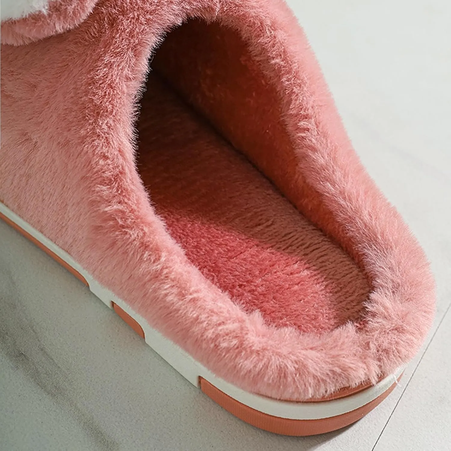 Sole Leather Bunny Ear Slippers for Toddler Baby Boys Girls Kids Fuzzy Non Slip Ankle Flat Shoes Indoor Bedroom Slipper