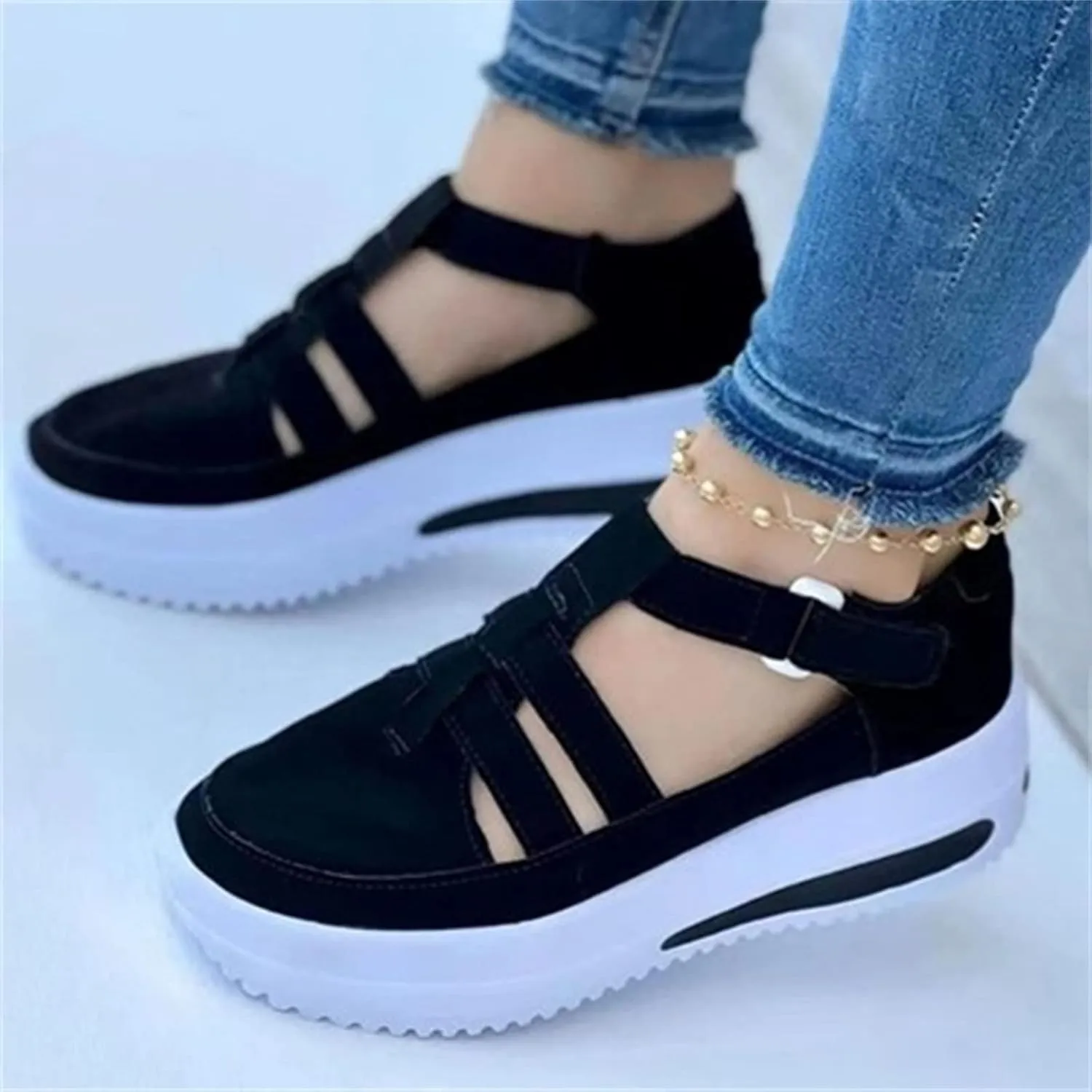 Swezida Shoes, Swezida Women Casual Walking Shoes, Women Casual Walking Shoes Orthopedic Arch Diabetes Support 2023 (Black,42)