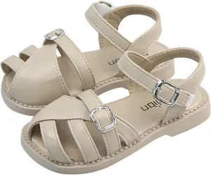 Toddler Brown Sandals Closed Toe Girl Toddler Girls Sandals Soft Rubber Princess Flat Shoes Summer Flower Girl Shoes