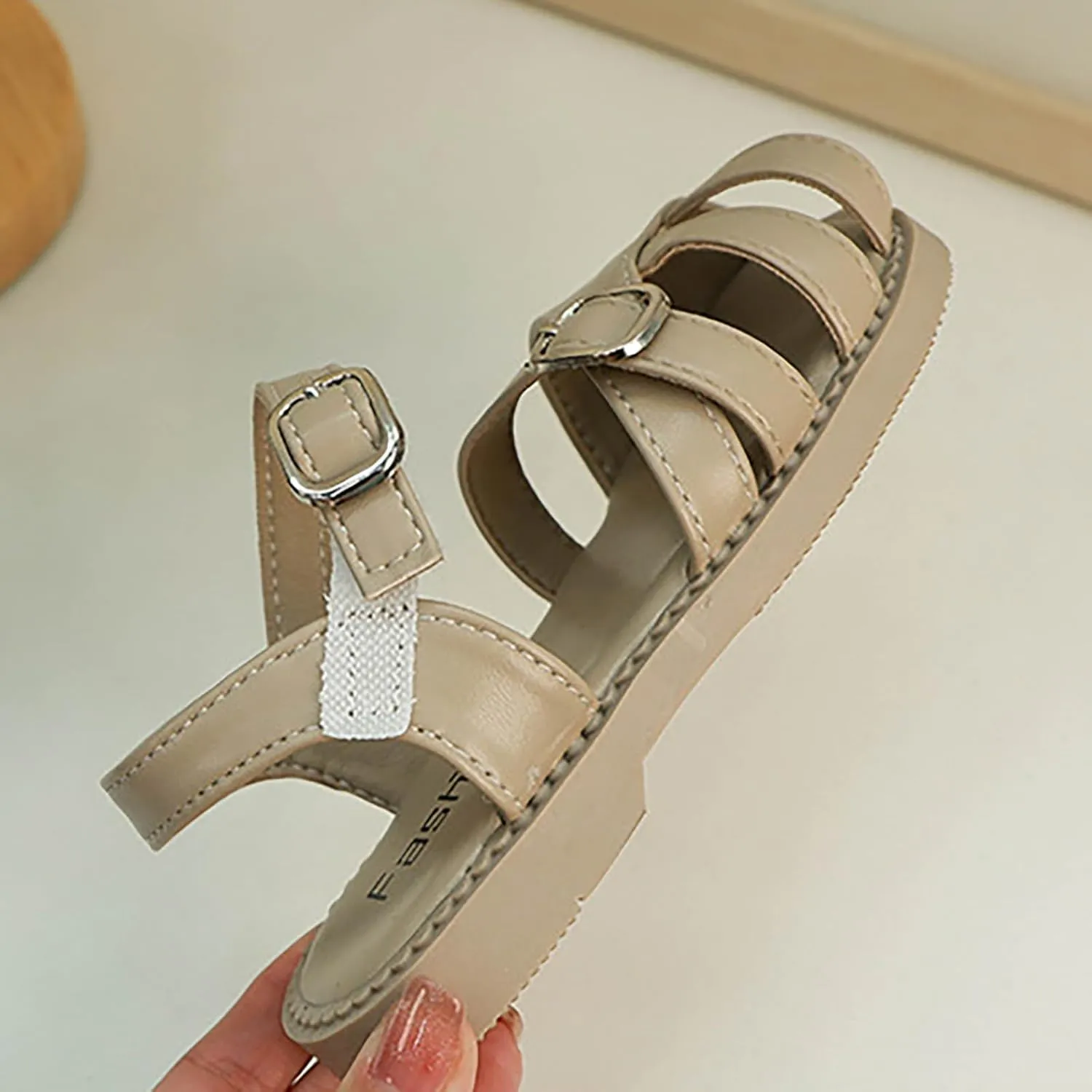 Toddler Brown Sandals Closed Toe Girl Toddler Girls Sandals Soft Rubber Princess Flat Shoes Summer Flower Girl Shoes