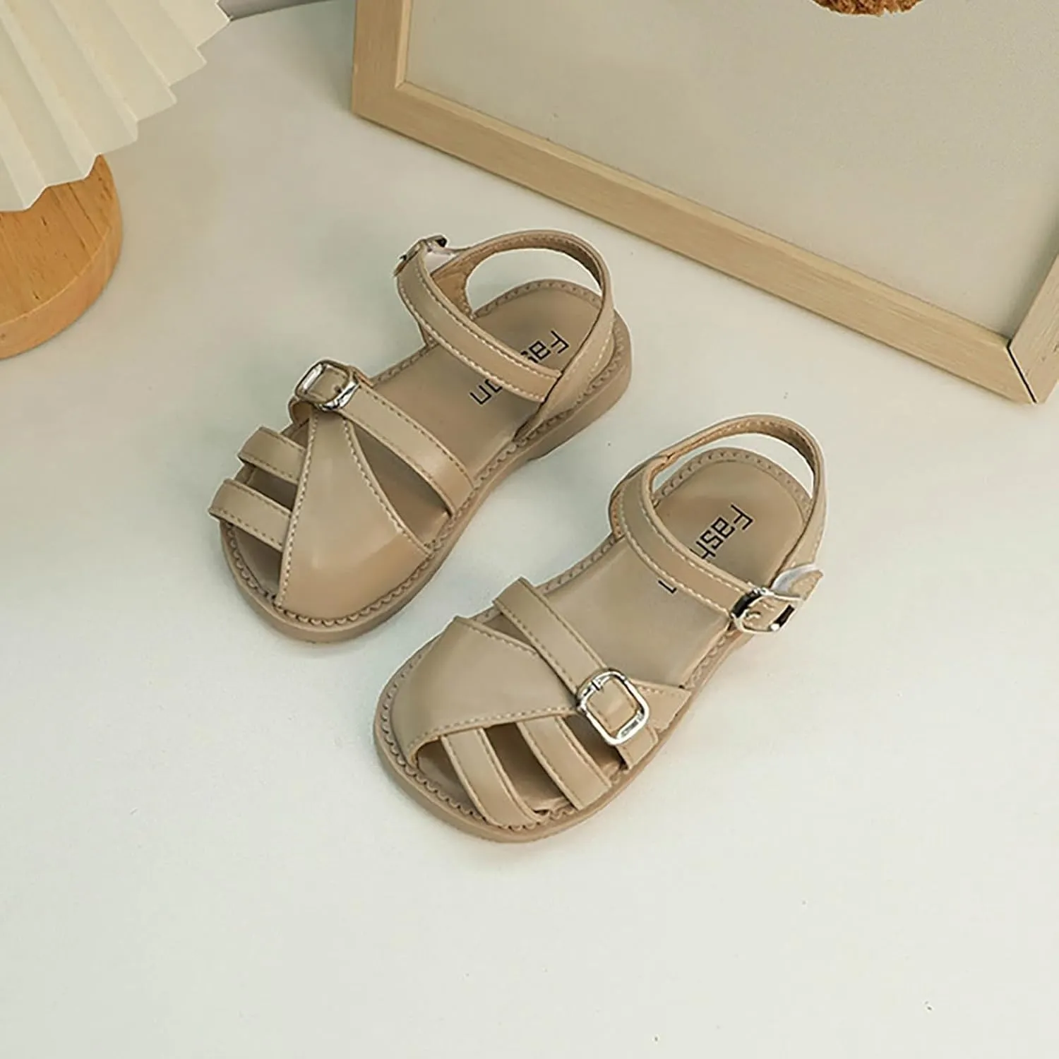 Toddler Brown Sandals Closed Toe Girl Toddler Girls Sandals Soft Rubber Princess Flat Shoes Summer Flower Girl Shoes