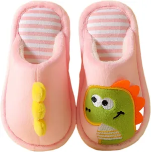 Toddler Shoes Girls Open Toe Home Slippers Cute Dinosaur House Slippers Kids Cotton Lined Winter Shoes Boys