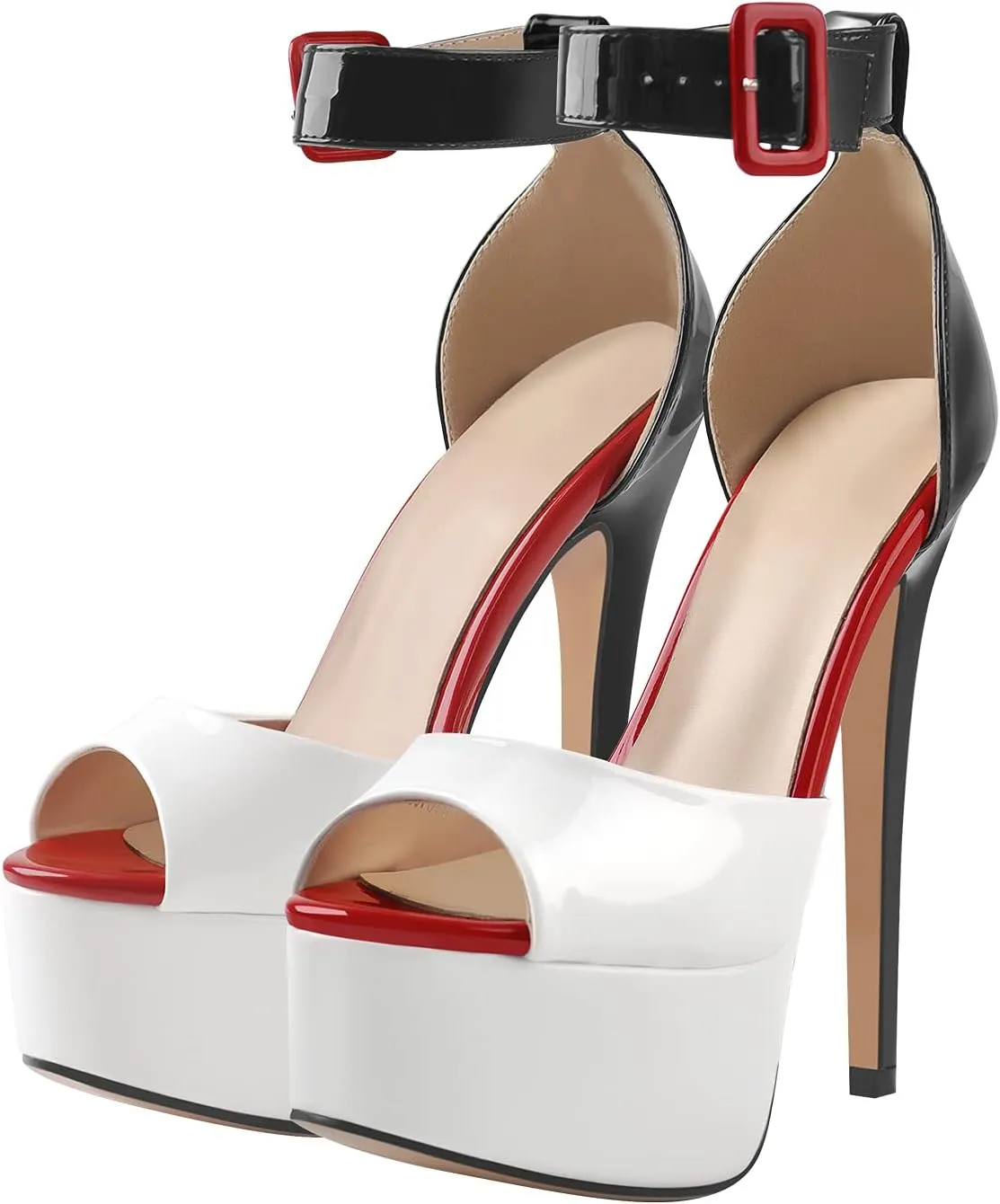 VERISSON Women's Fashion Mary Jane Stiletto Pumps Round Toe Buckle Strappy Platform Court Shoes