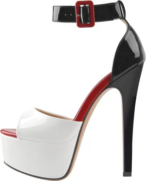 VERISSON Women's Fashion Mary Jane Stiletto Pumps Round Toe Buckle Strappy Platform Court Shoes