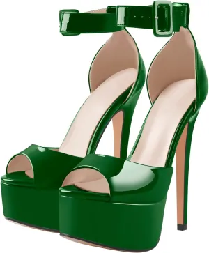 VERISSON Women's Fashion Mary Jane Stiletto Pumps Round Toe Buckle Strappy Platform Court Shoes