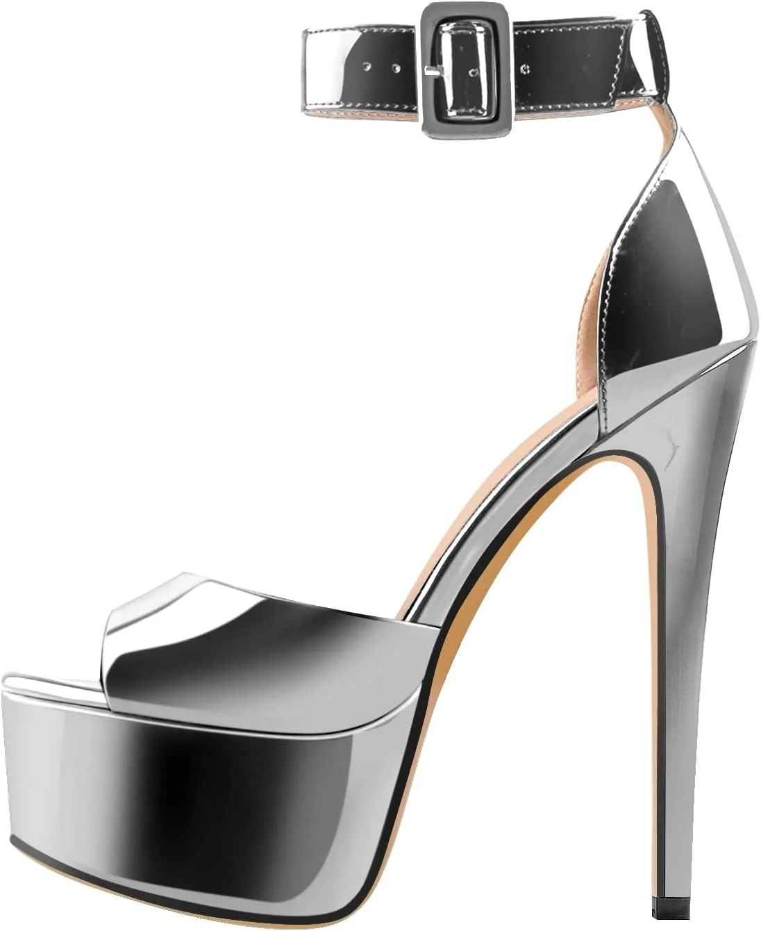 VERISSON Women's Fashion Mary Jane Stiletto Pumps Round Toe Buckle Strappy Platform Court Shoes