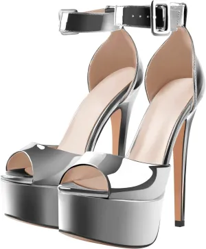 VERISSON Women's Fashion Mary Jane Stiletto Pumps Round Toe Buckle Strappy Platform Court Shoes