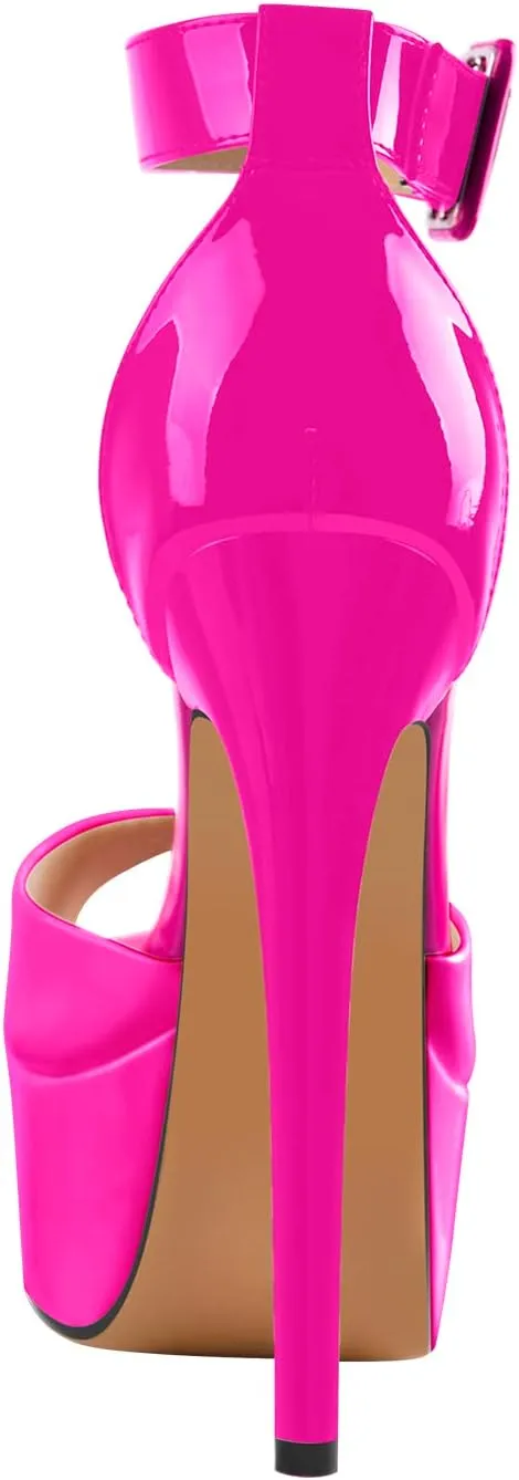 VERISSON Women's Fashion Mary Jane Stiletto Pumps Round Toe Buckle Strappy Platform Court Shoes