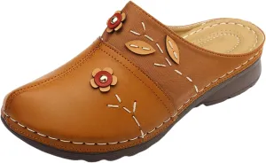 Wedge Orthopedic Sandals for Women Clogs Shoes Summer Casual Flowers Soft Slip On Mules Summer Comfortable Platform Sandals Beach Slippers