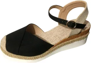 Wedge Sandals for Women Open Toe Slip On Low Heel Platform Sandals Closed Toe Slingback Espadrilles Strappy Ankle Strap Metal Buckle Beach Shoes