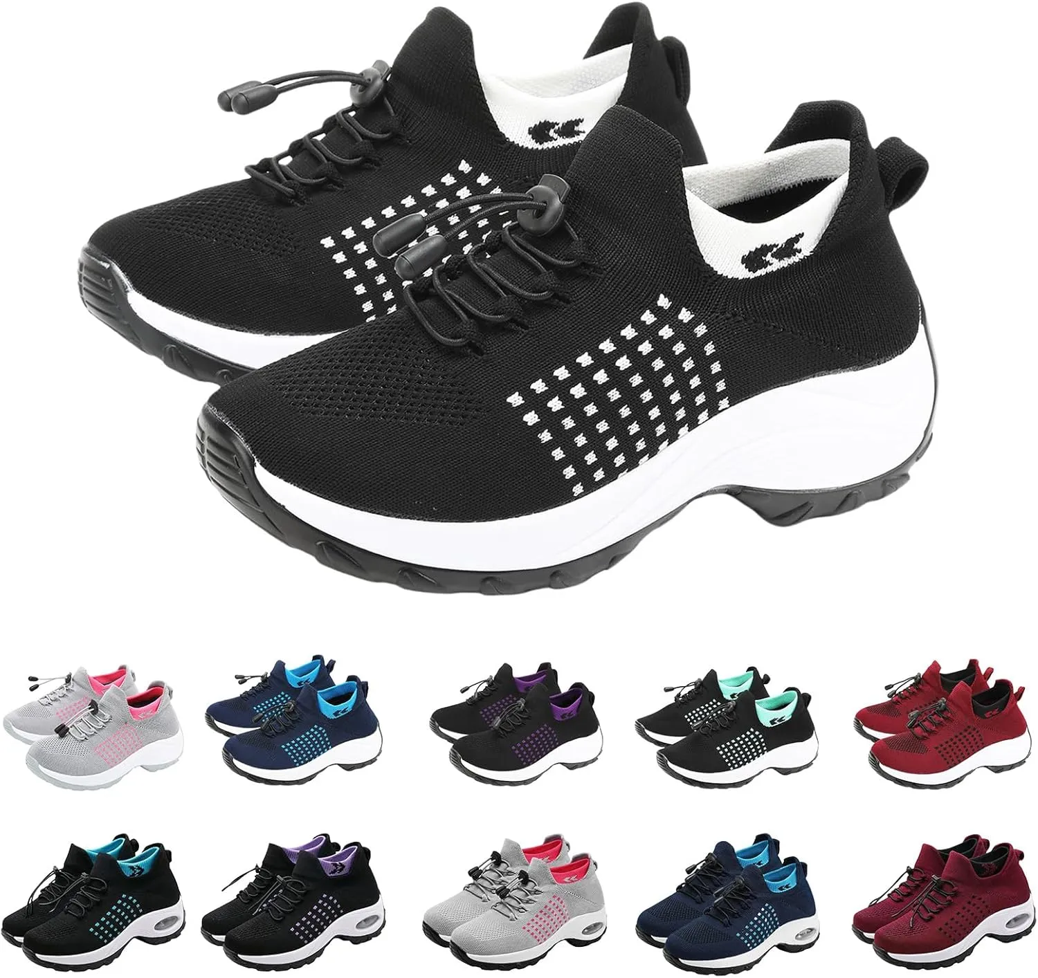 Women Dressy Comfortable Comfort Wear Shoes Orthopedic Sneakers Breathable Comfy Cloud Breathe Mesh Sock Fashion Sneakers Slip on Sneaker Ladies Athletic Shoe Orthowear Shoes Thick Bottom