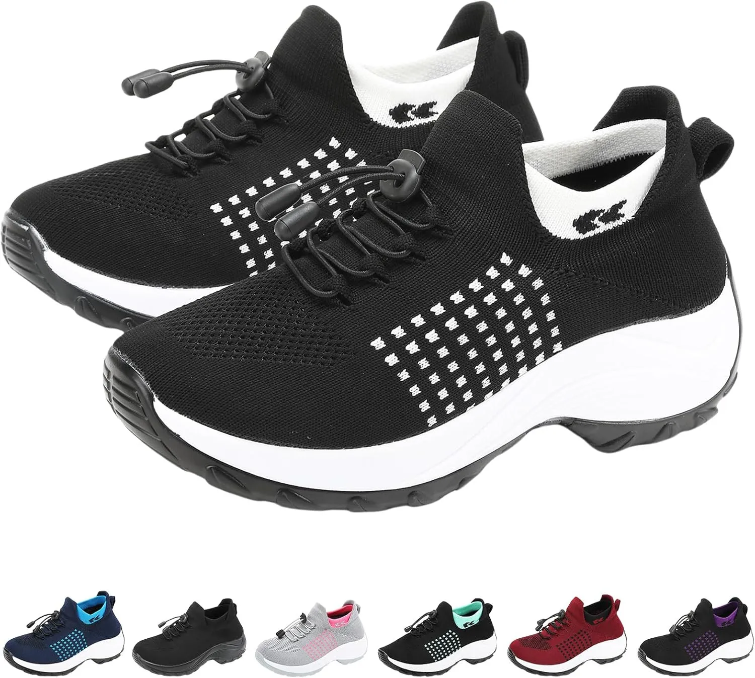 Women Dressy Comfortable Comfort Wear Shoes Orthopedic Sneakers Breathable Comfy Cloud Breathe Mesh Sock Fashion Sneakers Slip on Sneaker Ladies Athletic Shoe Orthowear Shoes Thick Bottom