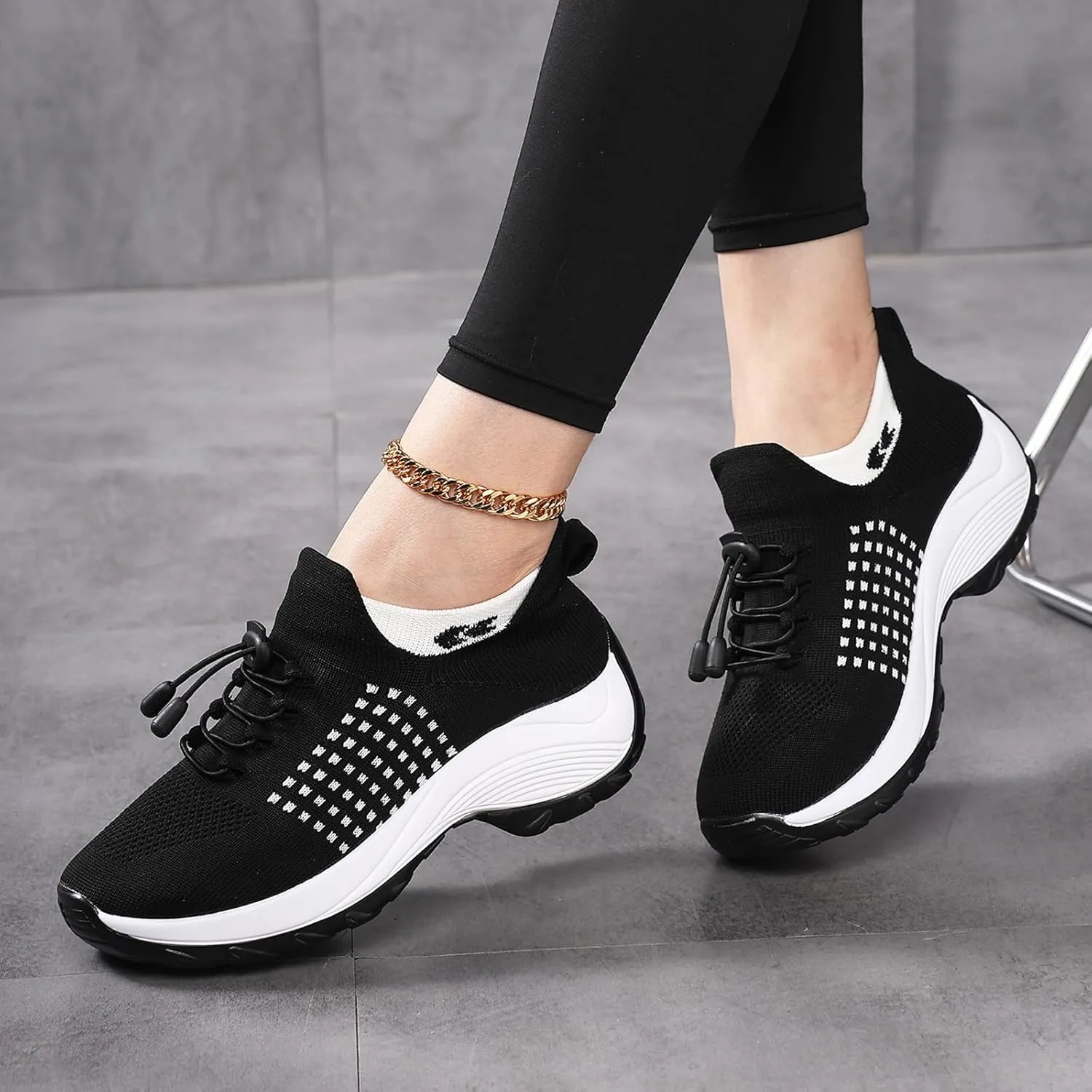 Women Dressy Comfortable Comfort Wear Shoes Orthopedic Sneakers Breathable Comfy Cloud Breathe Mesh Sock Fashion Sneakers Slip on Sneaker Ladies Athletic Shoe Orthowear Shoes Thick Bottom