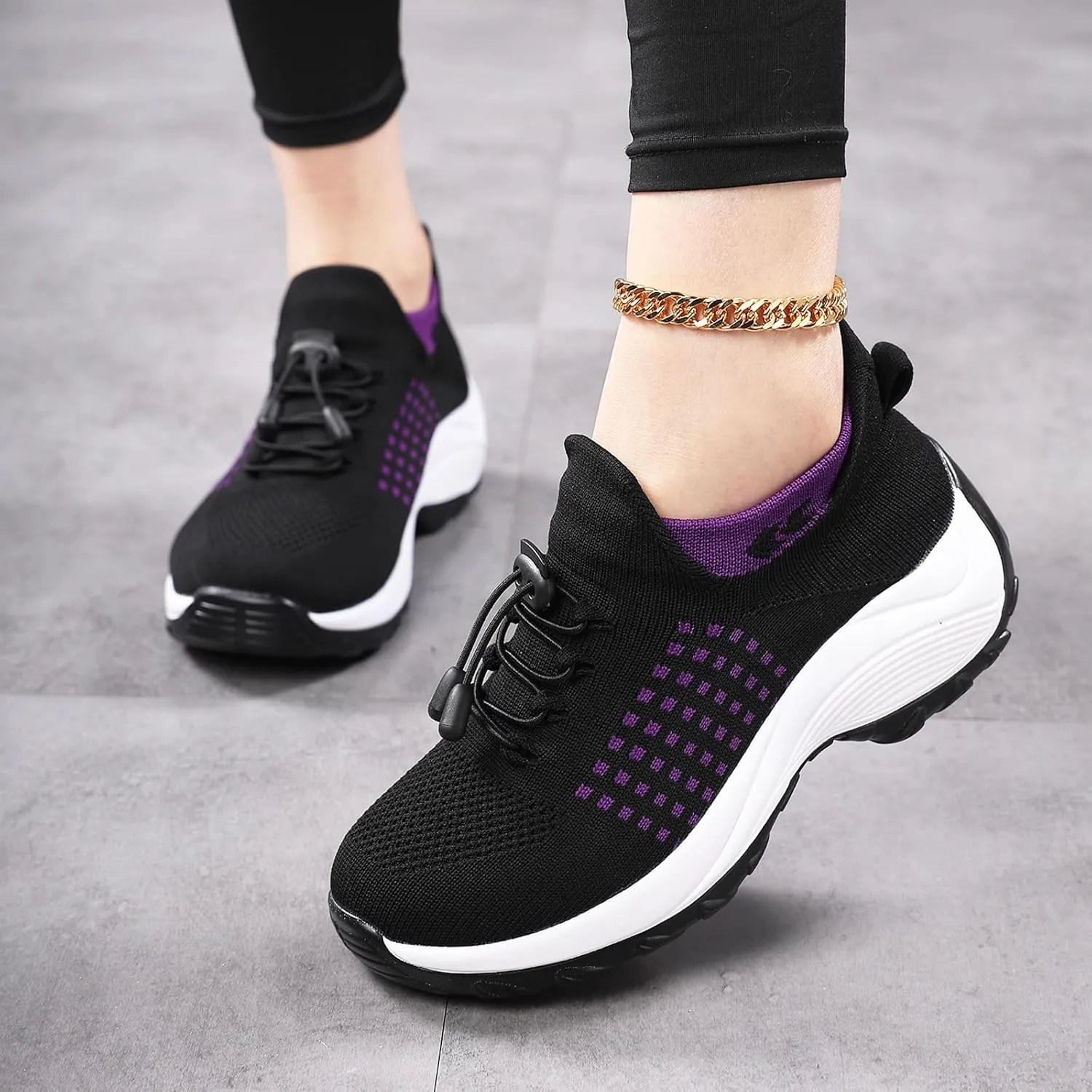Women Dressy Comfortable Comfort Wear Shoes Orthopedic Sneakers Breathable Comfy Cloud Breathe Mesh Sock Fashion Sneakers Slip on Sneaker Ladies Athletic Shoe Orthowear Shoes Thick Bottom