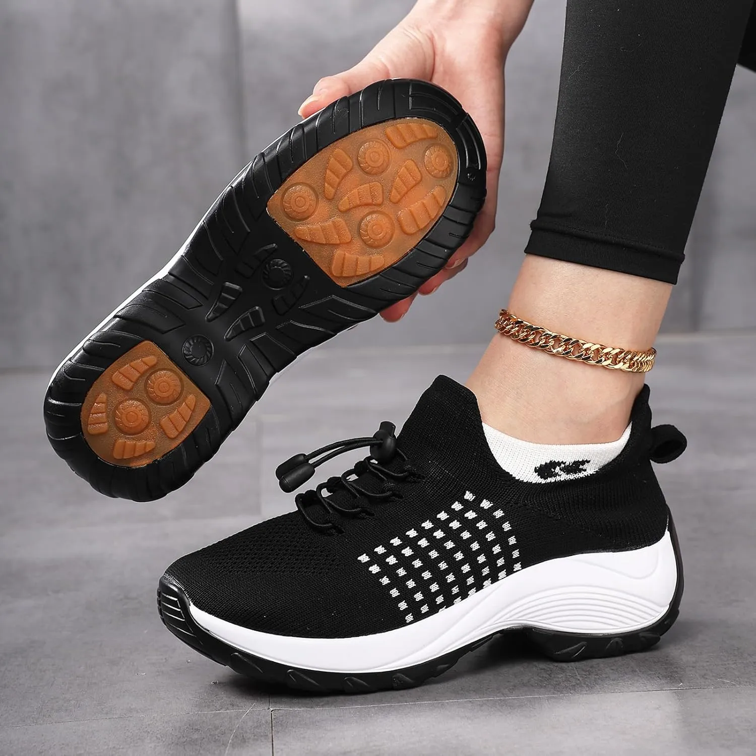 Women Dressy Comfortable Comfort Wear Shoes Orthopedic Sneakers Breathable Comfy Cloud Breathe Mesh Sock Fashion Sneakers Slip on Sneaker Ladies Athletic Shoe Orthowear Shoes Thick Bottom