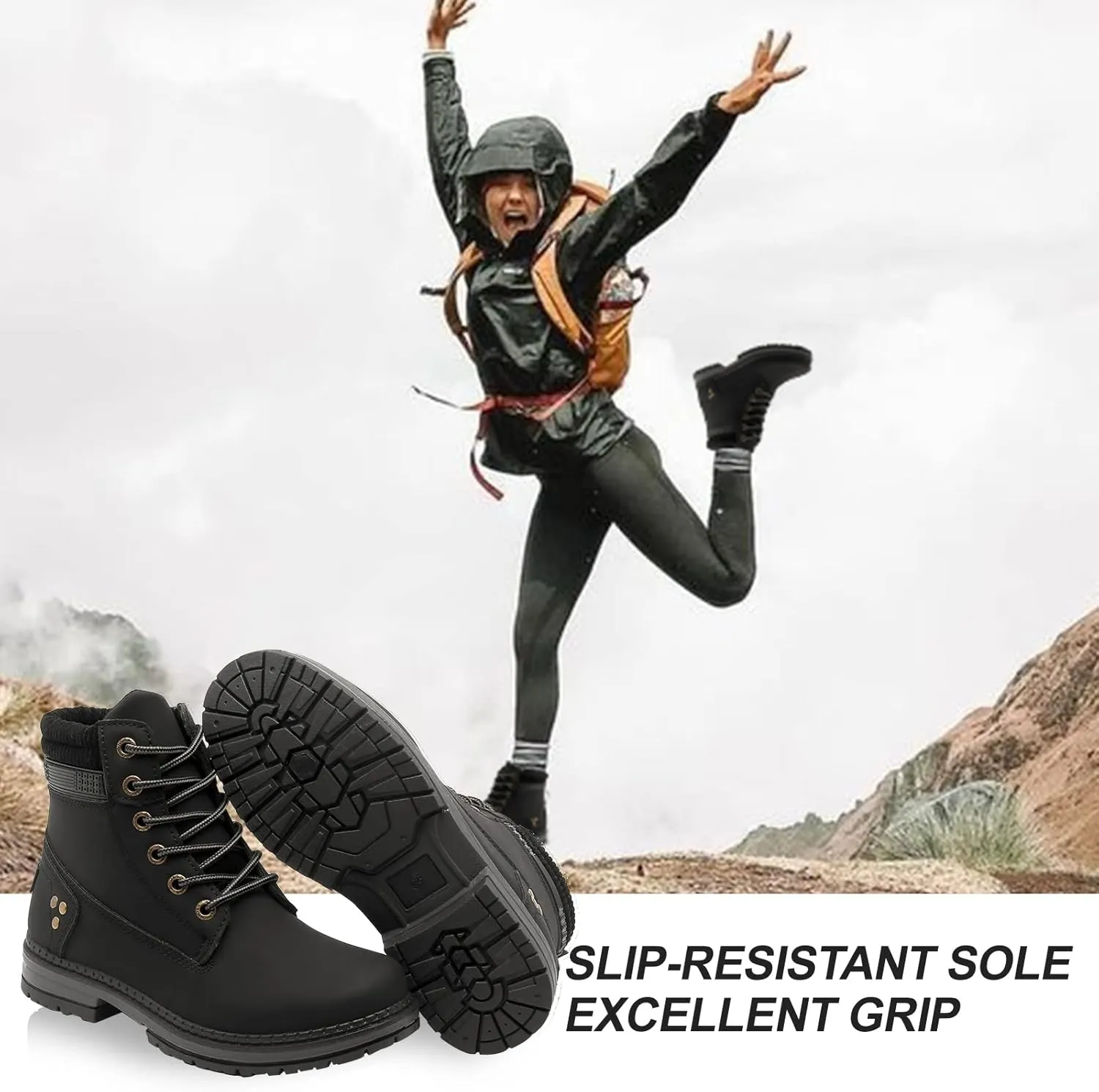 Women Hiking Work Boots - Waterproof Cute Ankle Combat