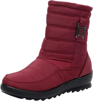 Women Winter Snow Boots Fleece Lined Walking Booties Fashion Flat Bootie Non Slip Outdoor Ankle Short Boot Lightweight Winter Shoes