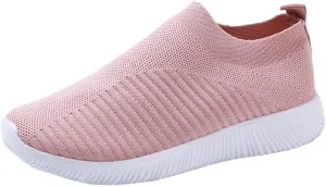 Women's Fashion Sneaker Mesh Slip On Black Non Slip Shoes for Women Comfortable Running Shoes for Women White Loafers Women Womens White Sneaker