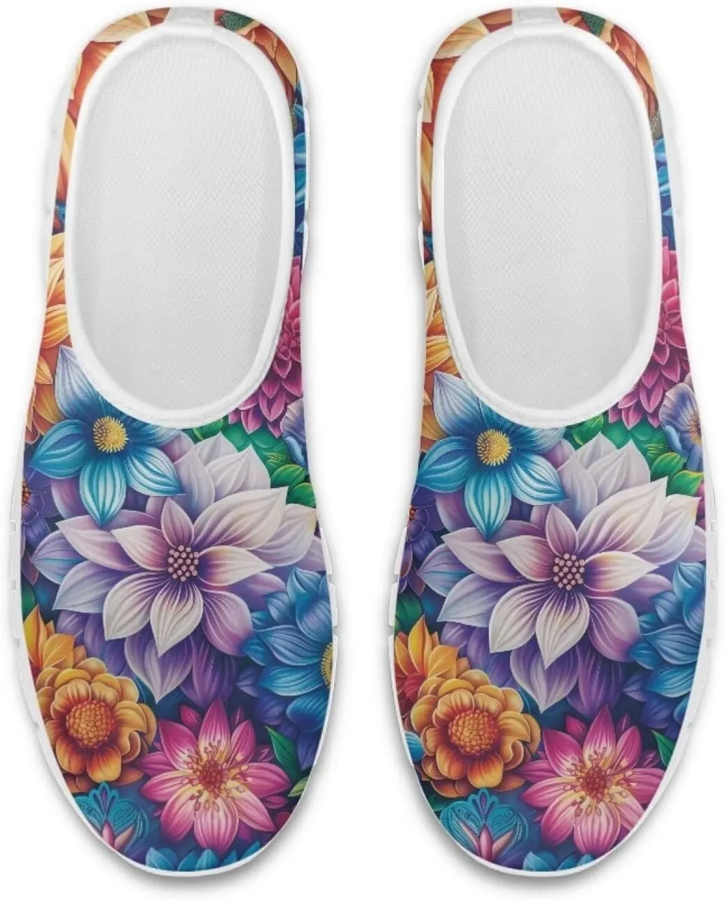 Women's Fashion Sneakers Lightweight Walking Casual Slip Ons Comfortable Flower Print Athletic Travel Shoes