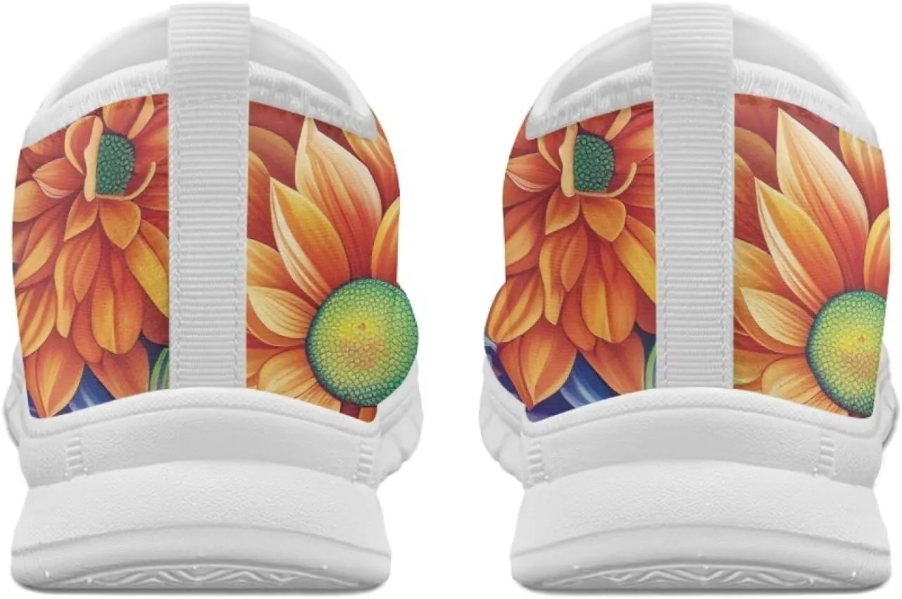 Women's Fashion Sneakers Lightweight Walking Casual Slip Ons Comfortable Flower Print Athletic Travel Shoes