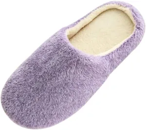 Women's Fuzzy Slip-On Slippers Warm Cozy Soft Memory Foam House Bedroom Indoor House Home Winter Shoes