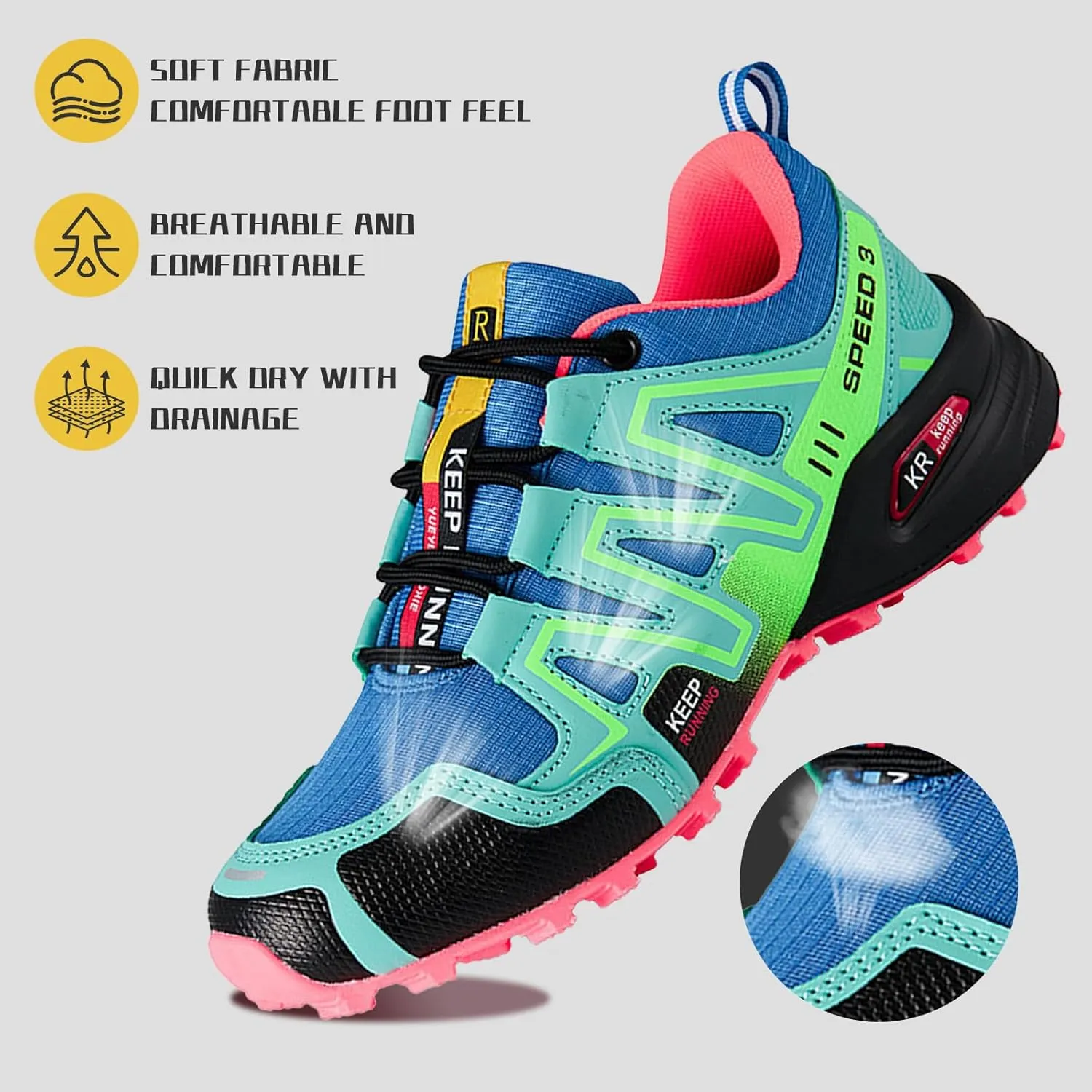 Women's Hiking Shoes Water Resistant Hiking Sneakers Trekking Shoes Trail Walking Running Camping Shoes Non-Slip Breathable Comfortable Lightweight