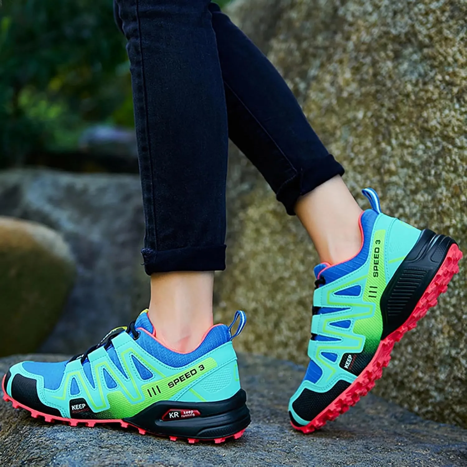 Women's Hiking Shoes Water Resistant Hiking Sneakers Trekking Shoes Trail Walking Running Camping Shoes Non-Slip Breathable Comfortable Lightweight