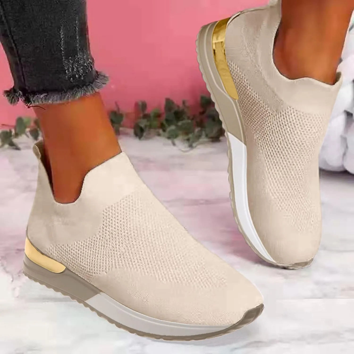 Womens Ladies Walking Running Shoes Slip On Lightweight Non Slip Work Shoes Women Fashion Men Casual Dress Shoes Women's Fashion Sneakers Red Tennis Shoe Loafers Shoe