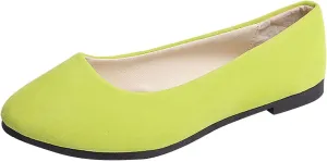Women's Low Wedge Ballet Shoe Round Toe Suede Slip on Flats Soft-soled Solid Comfy Sandals Ballerina Shoes for Summer