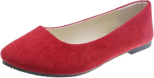 Women's Low Wedge Ballet Shoe Round Toe Suede Slip on Flats Soft-soled Solid Comfy Sandals Ballerina Shoes for Summer