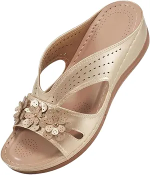 Womens Slip Sandals Wedge Lightweight Memory Foam Platform Dressy Comfortable Summer Casual Slides Sandals Shoes