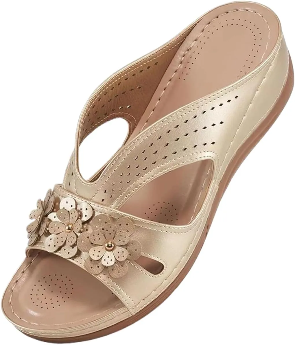 Womens Slip Sandals Wedge Lightweight Memory Foam Platform Dressy Comfortable Summer Casual Slides Sandals Shoes