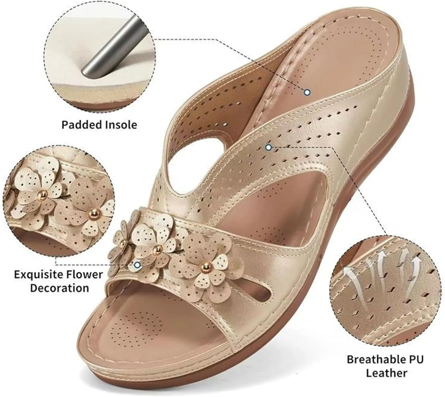 Womens Slip Sandals Wedge Lightweight Memory Foam Platform Dressy Comfortable Summer Casual Slides Sandals Shoes