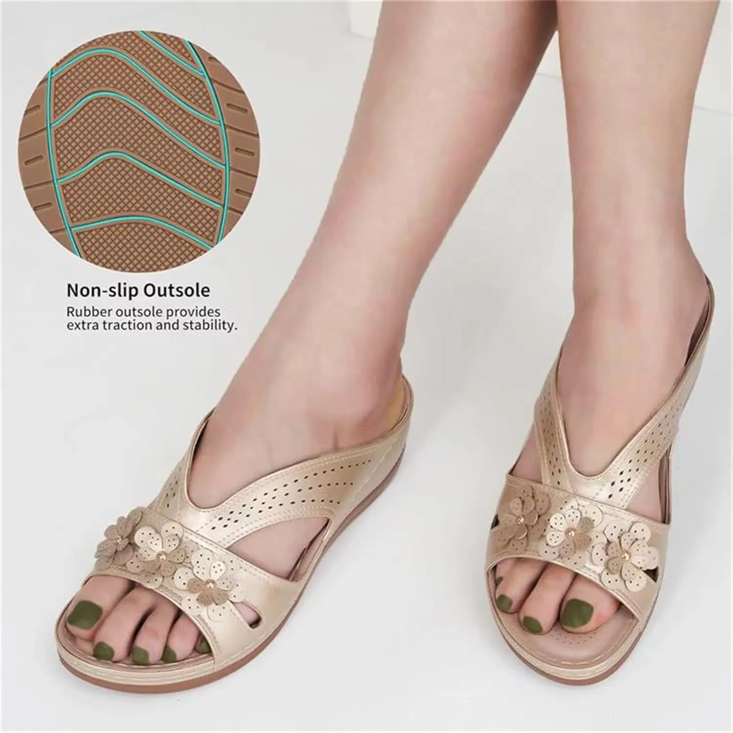 Womens Slip Sandals Wedge Lightweight Memory Foam Platform Dressy Comfortable Summer Casual Slides Sandals Shoes