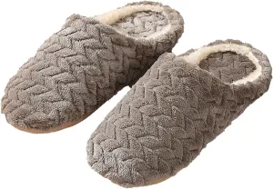 Women's Slippers Warm Fuzzy House Slippers Fall Cozy Plush Bedroom Shoes Soft Flat Comfy Indoor Slippers