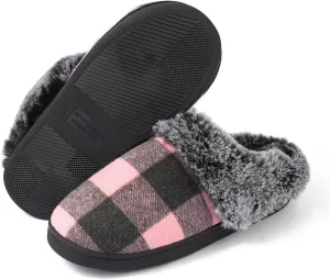 Womens Stripe Slippers Slip on Fuzzy Bridal Slippers Outdoor Indoor House Slippers Warm Plush Bedroom Shoes