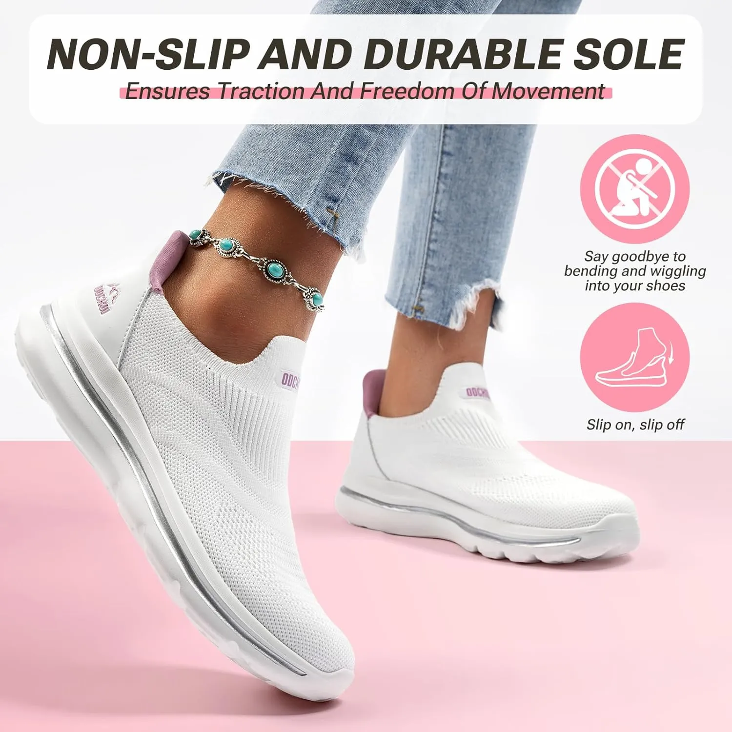 Womens Wide Toe Box Shoes Hands Free Slip on Sneakers Lightweight Tennis Walking Shoes for Gym Workouts