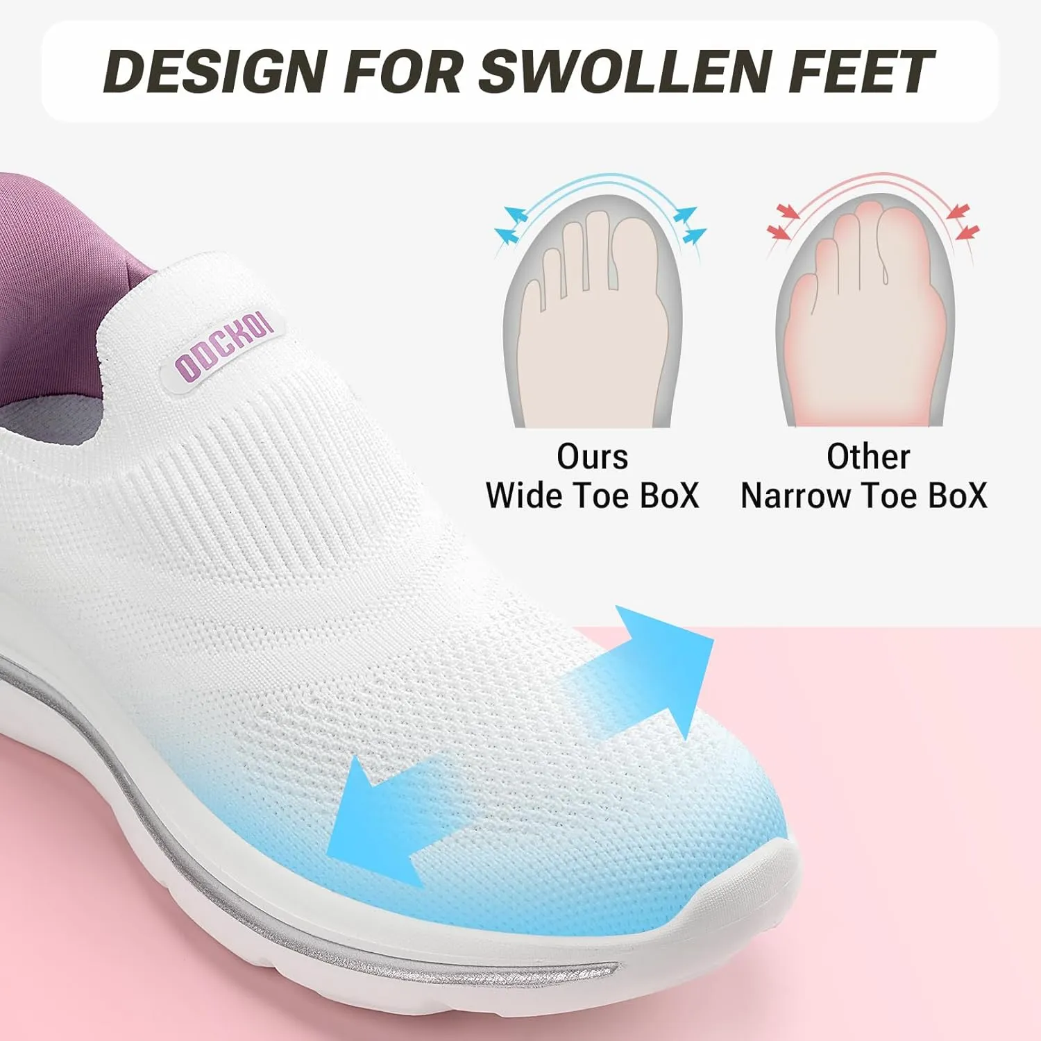 Womens Wide Toe Box Shoes Hands Free Slip on Sneakers Lightweight Tennis Walking Shoes for Gym Workouts
