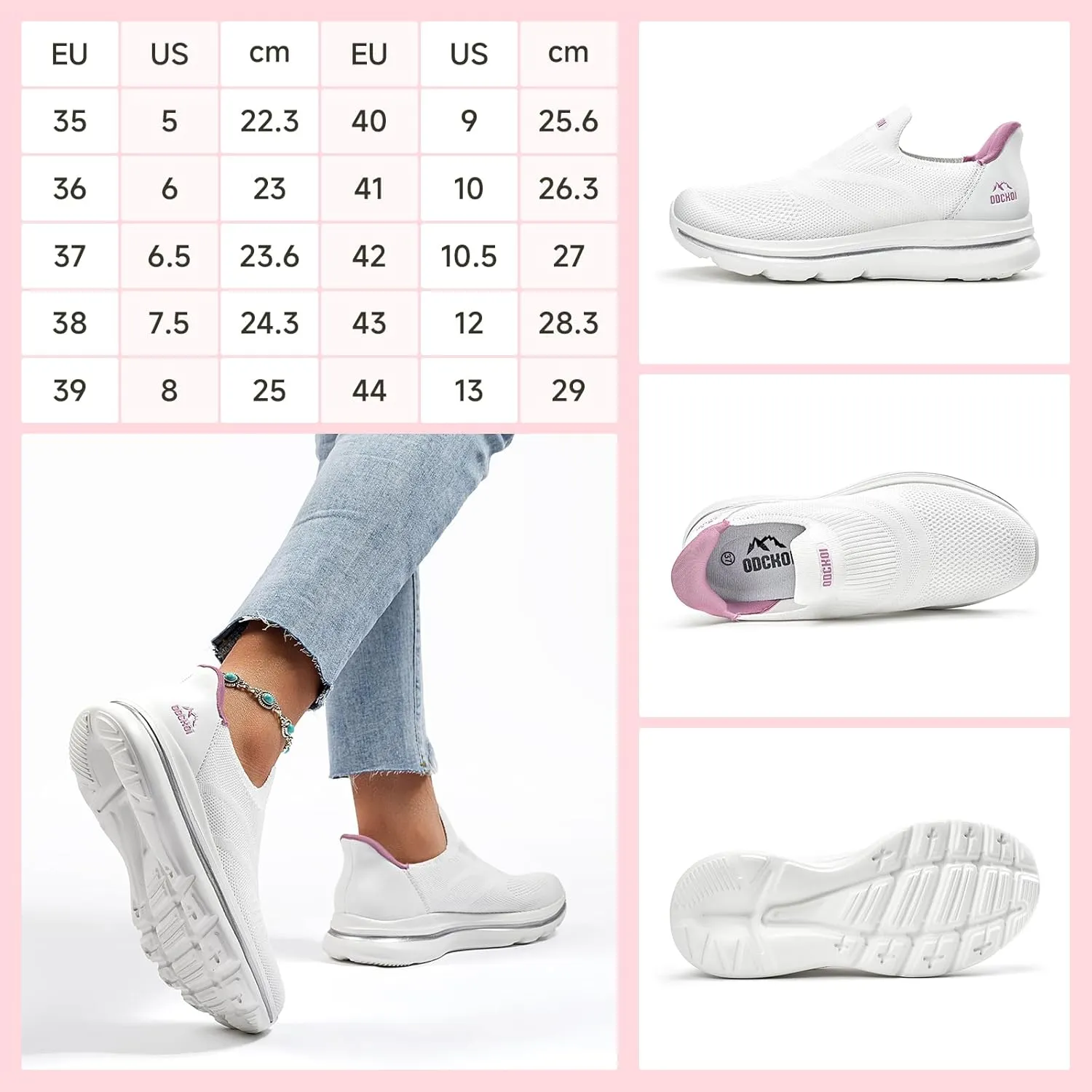 Womens Wide Toe Box Shoes Hands Free Slip on Sneakers Lightweight Tennis Walking Shoes for Gym Workouts