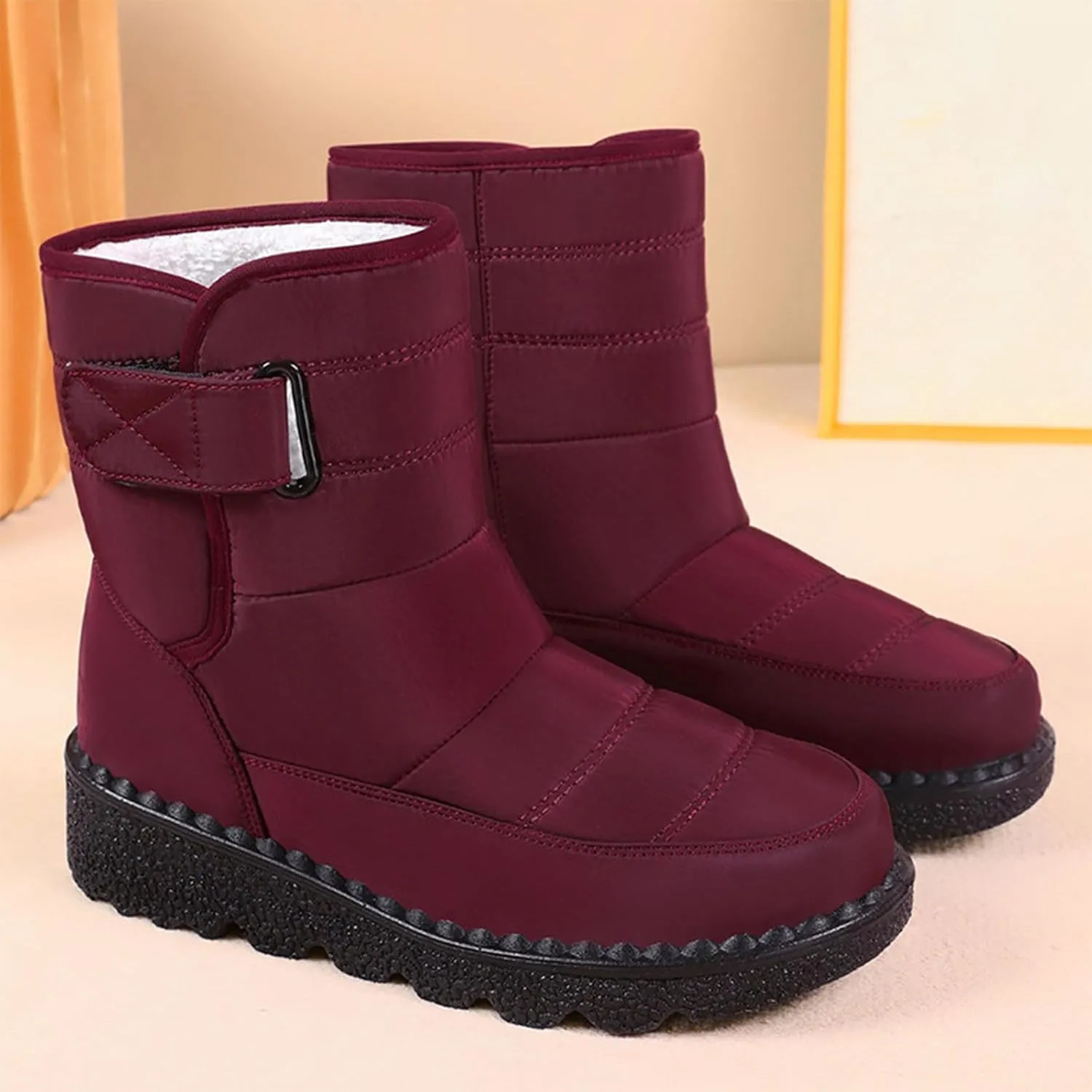 Women's Winter Boots Warm Faux Lined Ladies Snow Boots Fashion Mid Leather Boots Water Proof Hiking Boots Woman