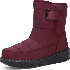 Women's Winter Boots Warm Faux Lined Ladies Snow Boots Fashion Mid Leather Boots Water Proof Hiking Boots Woman